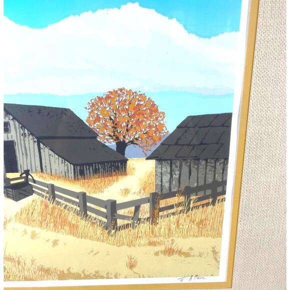 Original Limited Edition F.Allen Lithograph Barn Landscape Art Print - Picture 4 of 10